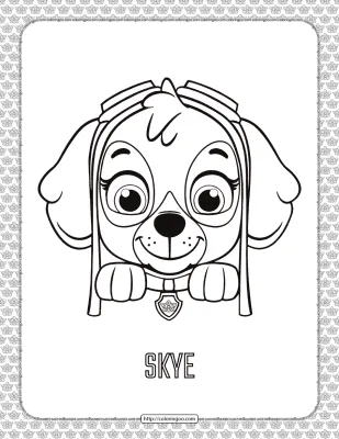 Paw Patrol Cartoon Skye Head Coloring Page