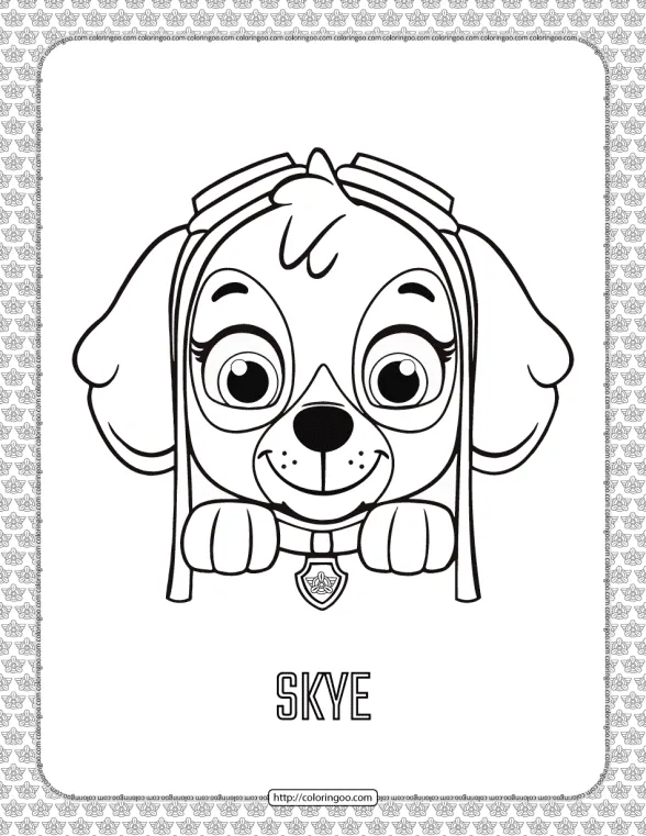 Paw Patrol Cartoon Skye Head Coloring Page 1 paw patrol cartoon skye head coloring page