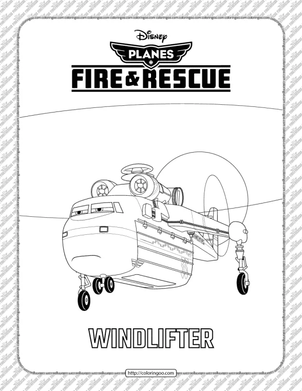 Planes Fire and Rescue Windlifter Coloring Page 1 planes fire and rescue windlifter coloring page