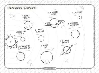 Planets in the Solar System Worksheet