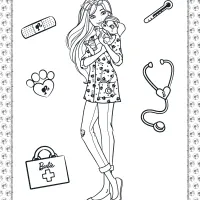 printable barbie pet vet coloring page