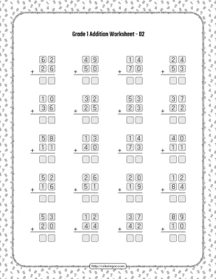 Printable Grade 1 Addition Worksheet 02