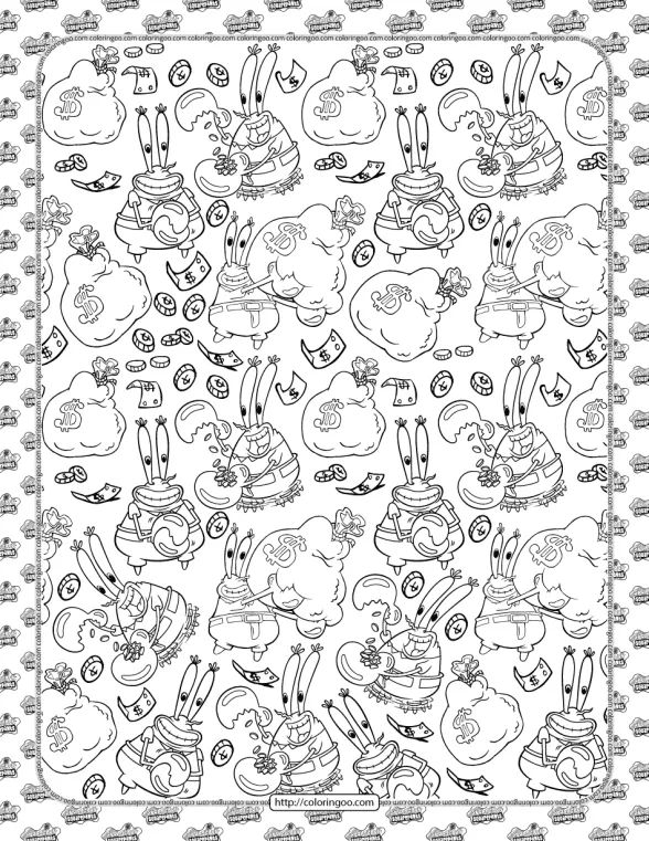 printable mr krabs coloring page
