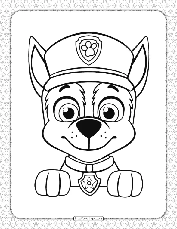 Printable Paw Patrol Chase Head Coloring Page 1 printable paw patrol chase head coloring page