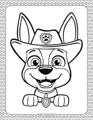 Printable Paw Patrol Tracker Head Coloring Page