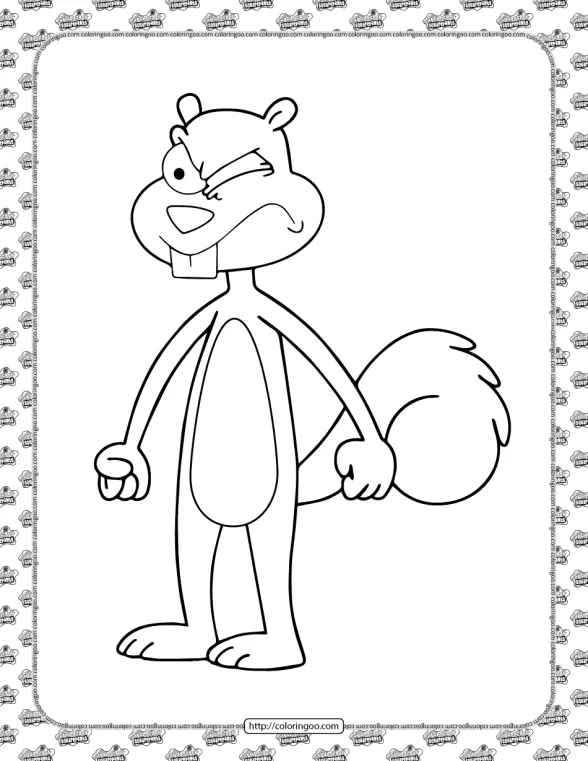 Printable Sandy Cheeks Coloring Page 1 printable sandy cheeks coloring page