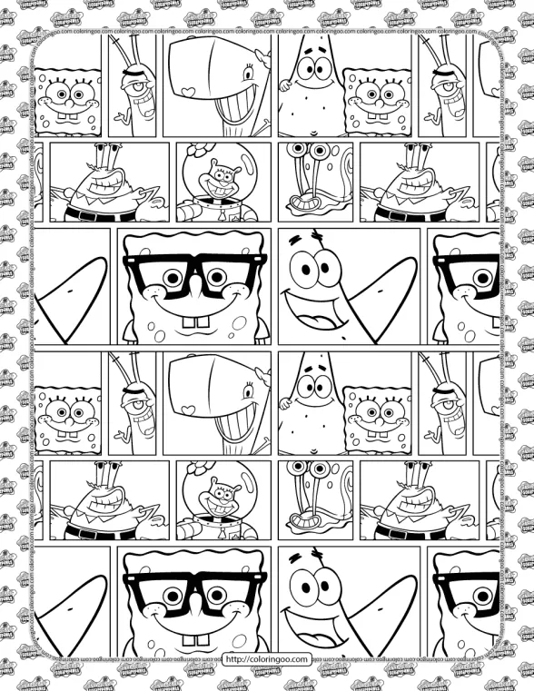 printable spongebob and friends coloring sheet