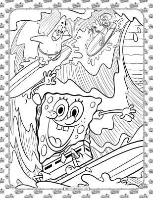 SpongeBob and Friends Having Fun Coloring Page