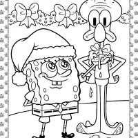 spongebob and squidward coloring page