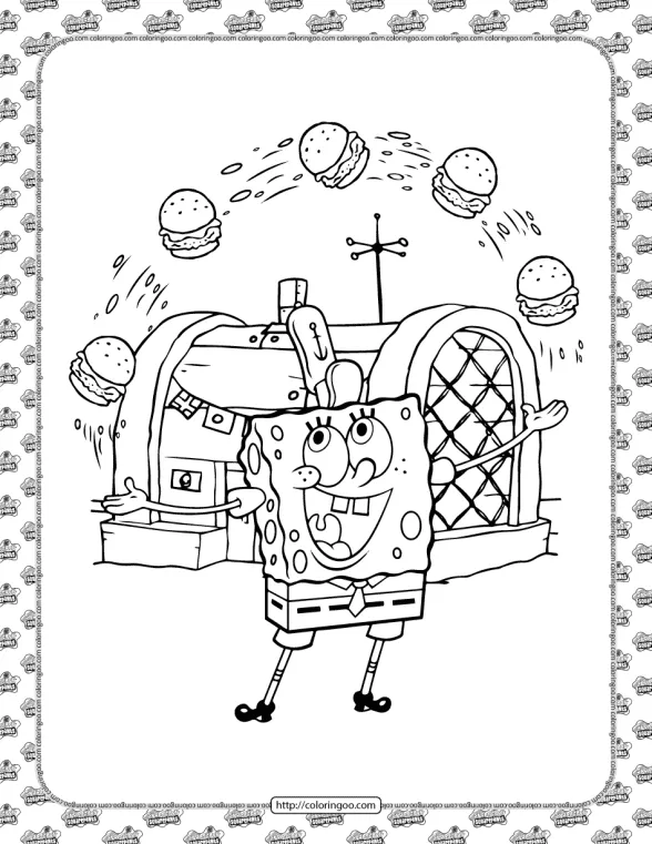 spongebob coloring page for kids