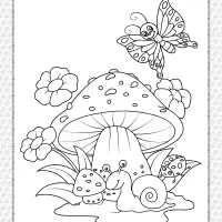 a snail under the mushroom coloring sheet