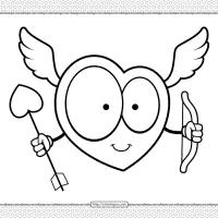 cupid heart pdf coloring page