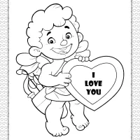 cupid holding a heart coloring page