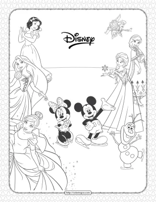 Disney Characters Pdf Coloring Sheet