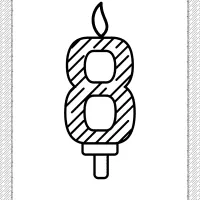 eighth year birthday candle outline coloring page