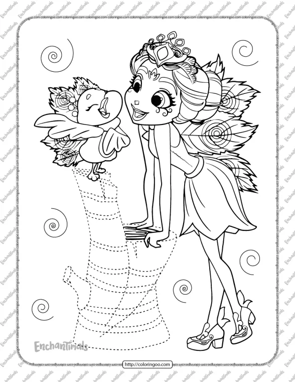 Enchantimals Patter Peacock and Flap Coloring Page 1 enchantimals patter peacock and flap coloring page