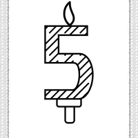 fifth year birthday candle outline coloring page