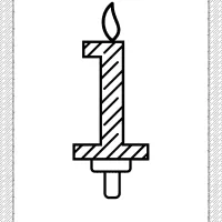 first year birthday candle outline coloring page