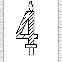 fourth year birthday candle outline coloring page