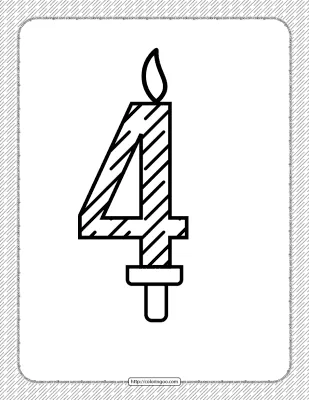 Fourth Year Birthday Candle Outline Coloring Page