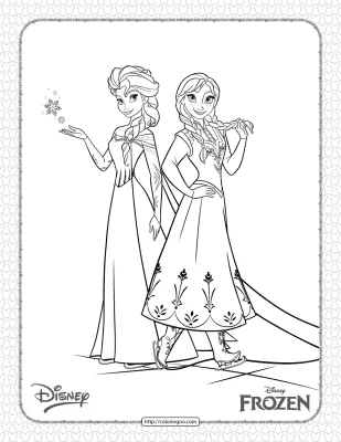 Frozen Elsa and Anna Coloring Pages