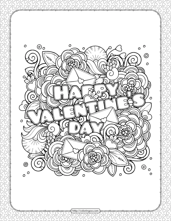 Happy Valentine's Day Coloring Page 1 happy valentines day coloring page