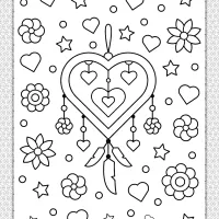heart shaped dream catcher coloring page