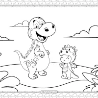 kid in dinosaur costume coloring page