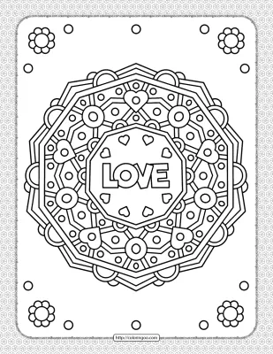 Love Wreath Pdf Coloring Sheet