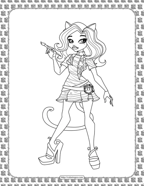 Monster High Catrine deMew Coloring Page 1 monster high catrine demew coloring page