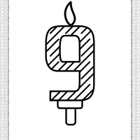 ninth year birthday candle outline coloring page