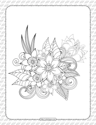 Printable Cute Flowers Coloring Sheet