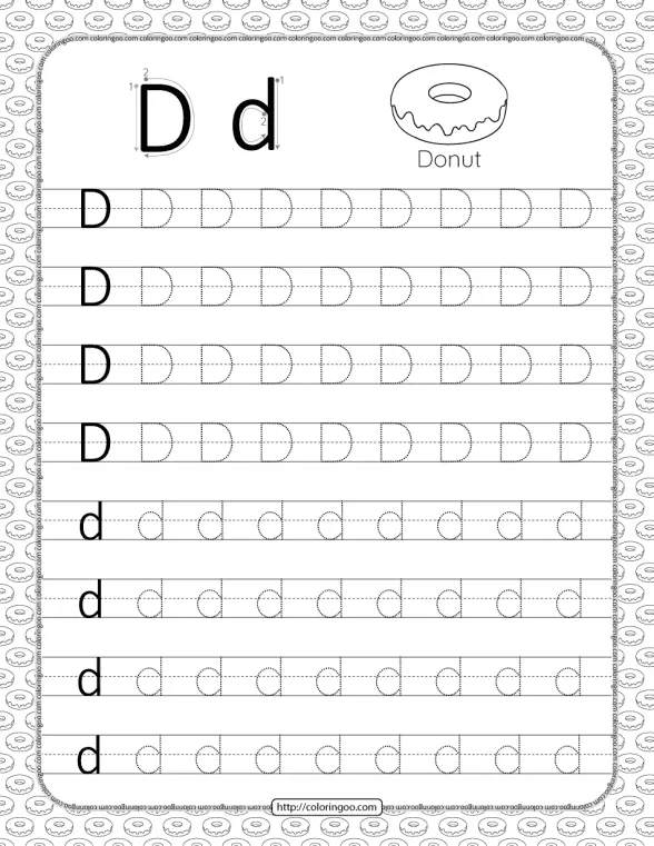 Printable Dotted Letter D Tracing Pdf Worksheet 1 printable dotted letter d tracing pdf worksheet