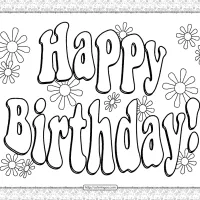printable happy birthday text coloring pages