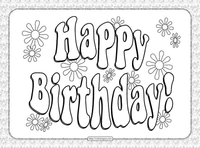 Printable Happy Birthday Text Coloring Pages