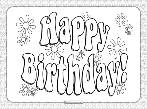 printable happy birthday text coloring pages