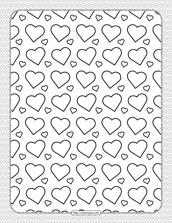 printable hearts coloring page