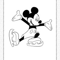 printable mickey mouse ice skating coloring page