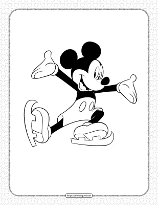 Printable Mickey Mouse Ice Skating Coloring Page