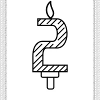 second year birthday candle outline coloring page