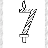 seventh year birthday candle outline coloring page