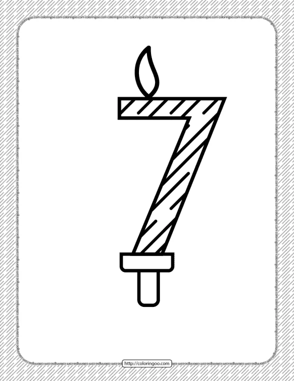 Seventh Year Birthday Candle Outline Coloring Page 1 seventh year birthday candle outline coloring page