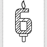 sixth year birthday candle outline coloring page