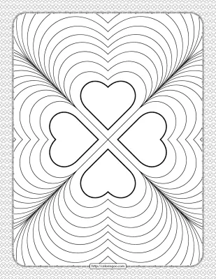 Valentine’s Day Four Hearts Coloring Page