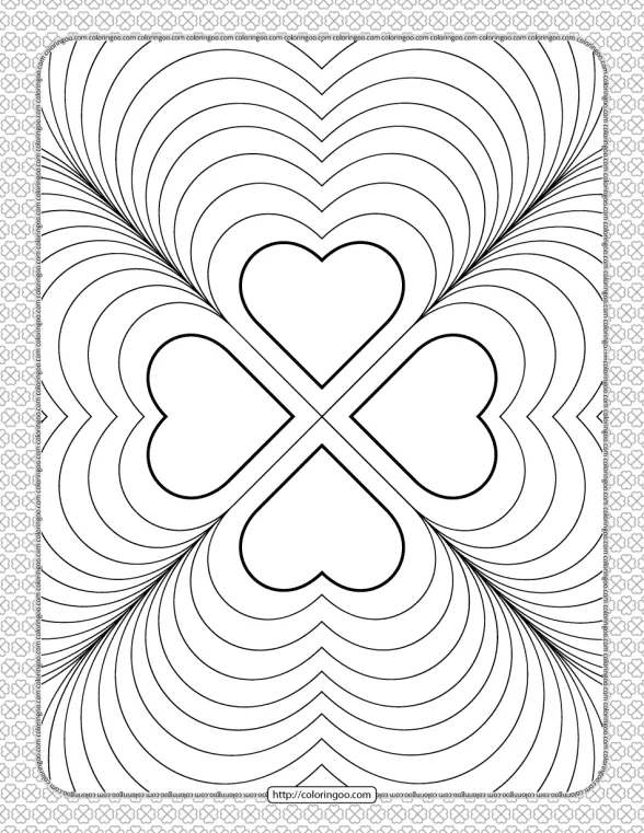Valentine's Day Four Hearts Coloring Page 1 valentines day four hearts coloring page