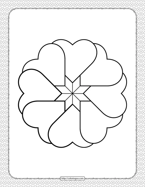 Valentine's Day Hearts Circle Coloring Page 1 valentines day hearts circle coloring page