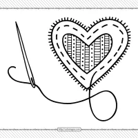 valentines day sewing heart coloring page
