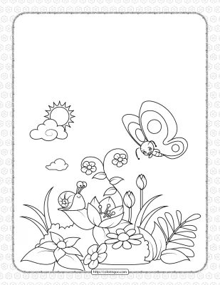 A Snail and a Butterfly on a Flowering Glade