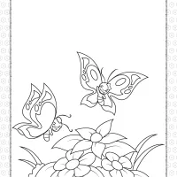 Cheerful Butterflies on the Flower Coloring Page 17 cheerful butterflies on the flower coloring page