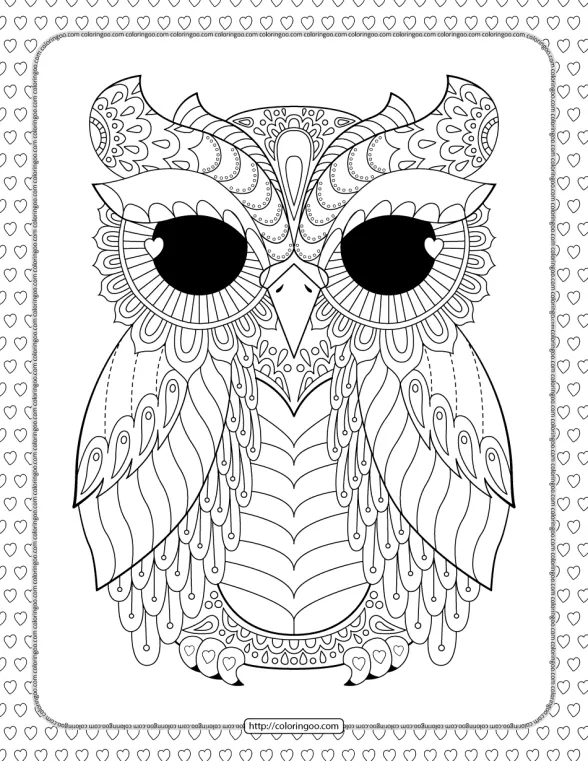 free printable owl mandala coloring page